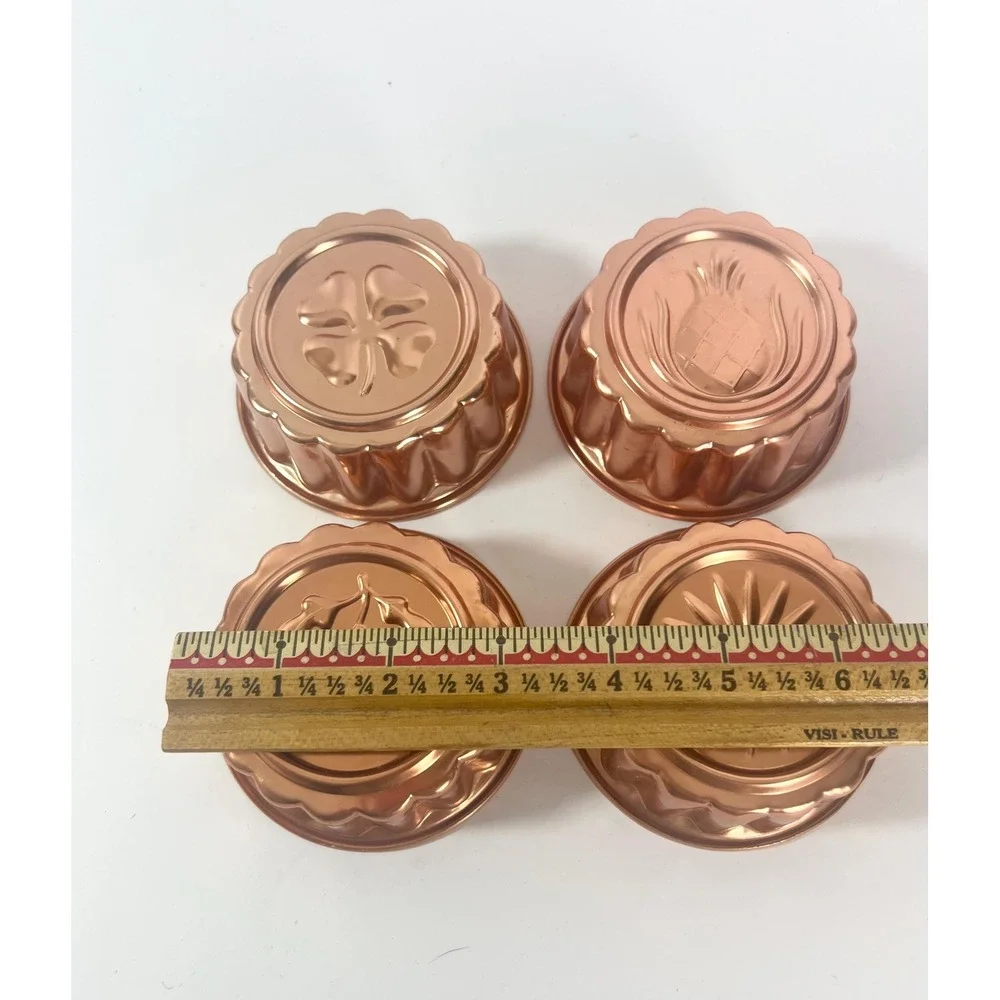 Vintage MCM Copper Miniature Aluminum Dessert Molds Decor Set of 4